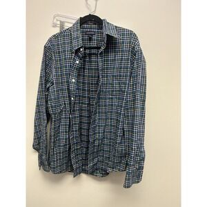 Lands End Shirt 16-16.5 Men's Button Up Long Sleeve Multicolor Plaid 100% Cotton